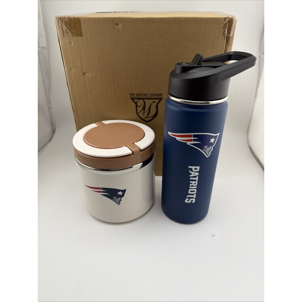 NFL New England Patriots Licensed 18oz Water Bottle 22oz Food Storage Container
